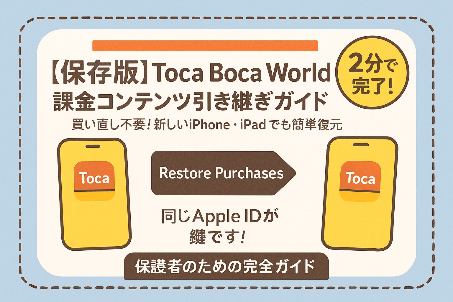 子どものToca Boca Worldを新しいiPhoneに引き継ぐ方法！